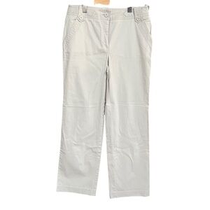 Talbots Petites Cream Cotton Stretch Straight Leg Chino Trouser Pants Size 8P